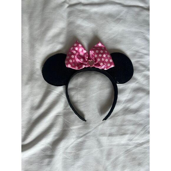 Disney Minnie Mouse ears headband pink polka dot bow - Picture 1 of 2
